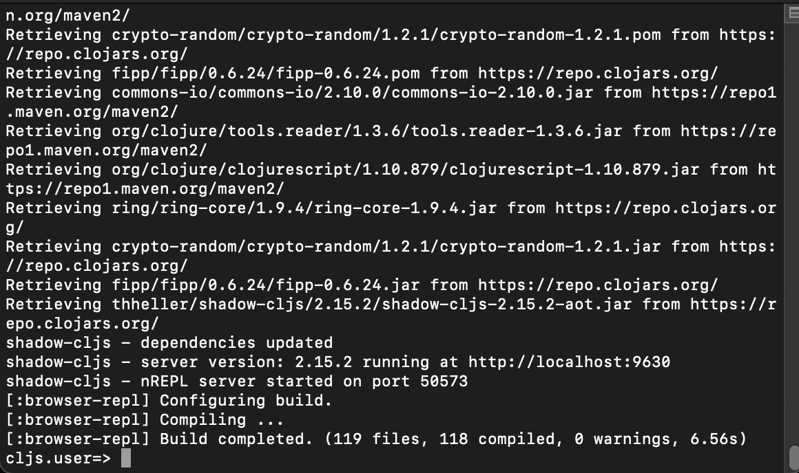 shadow-cljs browser repl prompt